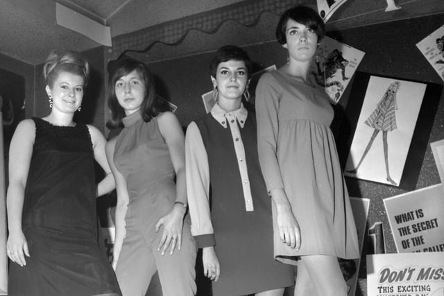 Girls modelling mod attire at the Wigan  ABC cinema in 1966.