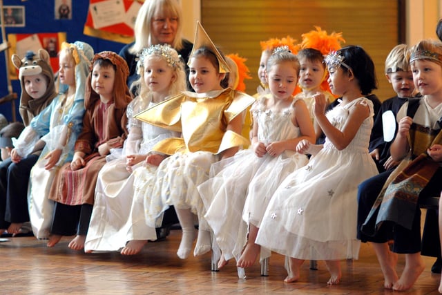St Jude's Catholic Primary School Reception and Nursery children in costume for A Wriggly Nativity.