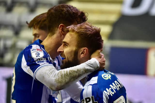 Callum McManaman celebrates his dramatic late goal against Peterborough