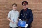 Ethan with the High Sheriff receiving his Award