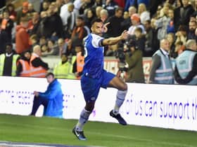 Curtis Tilt celebrates his winning goal against Blackpool