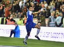 Curtis Tilt celebrates his winning goal against Blackpool
