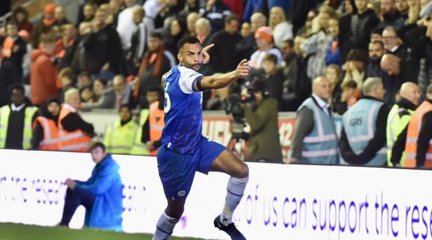 Curtis Tilt celebrates his winning goal against Blackpool