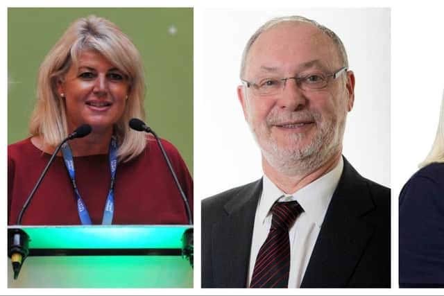 Alison McKenzie-Folan, chief executive of Wigan Coun, Coun Keith Cunliffe and Mary Fleming, chief executive of Wrightington, Wigan and Leigh Teaching Hospitals NHS Foundation Trust