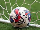 STOKE ON TRENT, ENGLAND - APRIL 29: The Sky Bet Championship match ball is seen in the goal prior to the Sky Bet Championship between Stoke City and Queens Park Rangers at Bet365 Stadium on April 29, 2023 in Stoke on Trent, England. (Photo by Nathan Stirk/Getty Images)