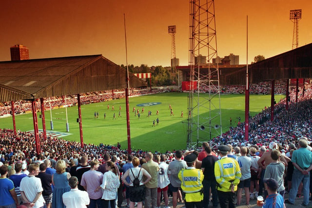 A sad day for Wigan fans as the sun sets on Central Park, the last match played at the ground in 1999.