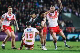 London’s Emmanuel Waine in action against St Helens