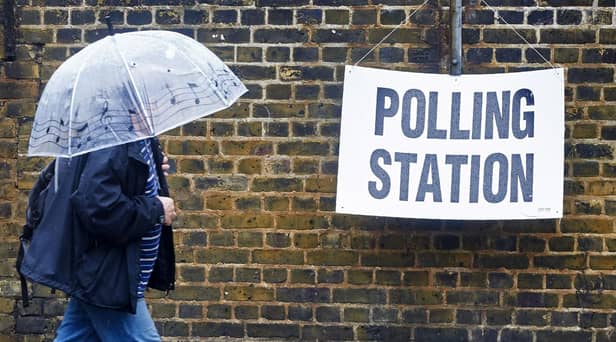 Polling station. (Photo credit should read NIKLAS HALLE'N/AFP via Getty Images)