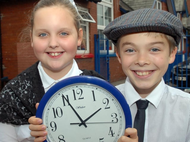 Newfold CP School Orrell pupils Ellie-May Willan and Joshua Brownie in 2012