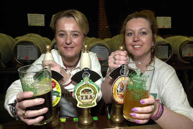 "2001 A Beer Oddity" -14th Wigan Beer Festival at The Mill at The Pier, Wigan Pier. PULL THE OTHER ONE...Sisters Alison, left, and Tracey Webster keep the ale flowing