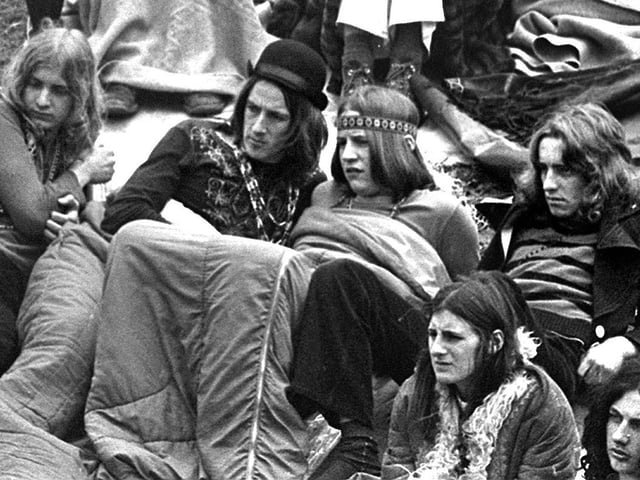 Music fans gather for the Bickershaw Festival in 1972.