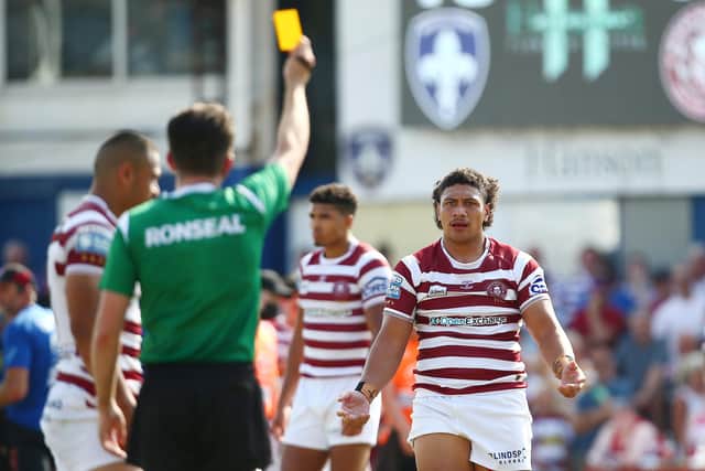 Patrick Mago was shown a yellow card in Wigan Warriors' defeat to Wakefield