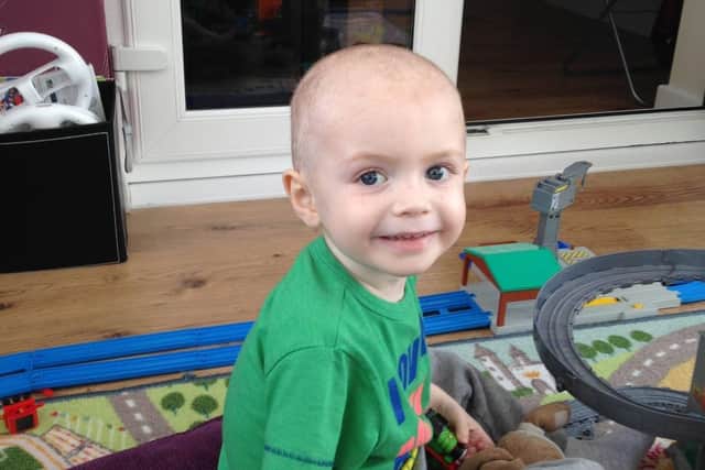 Olly Johnson during treatment for leukaemia