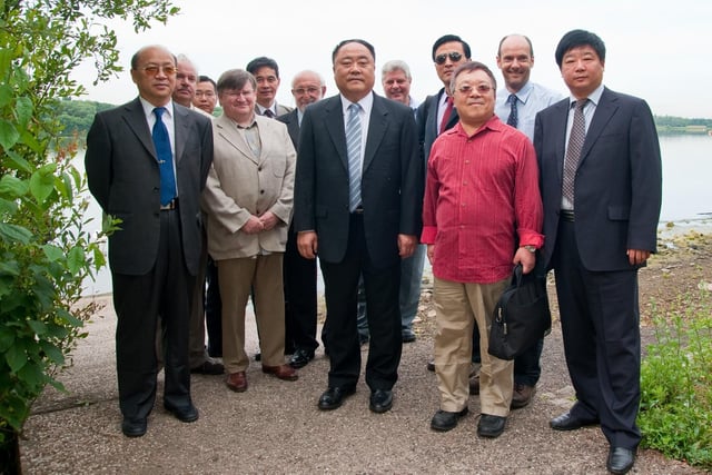 Makerfield MP Ian McCartney, second left, gives Chinese delegates a tour of Pennington Flash