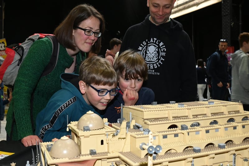 BLACKPOOL - 08-04-23 Lego fans enjoyed workshops, games, stalls and displays at Blackpool Brick Festival, held at the Winter Gardens, Blackpool.