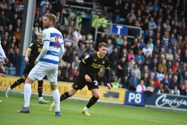 Nathan Broadhead, Latics' star man at Loftus Road, celebrates his equaliser