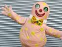 Complete with bow tie, toothy grin and green jiggling eyes, the 30-year-old costume was handmade for the BBC TV show Noel's House Party in the 1990s. Credit to eBay/mrwifey01