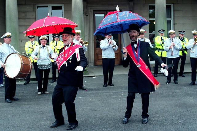 The Red Rose Marching Band entertaining the crowds at Haigh hall on the May day rally.