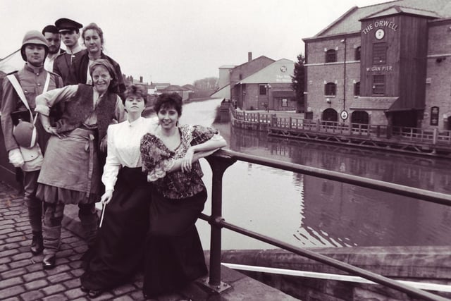 Some of the actors from the Way We Were centre at Wigan Pier in 1987.