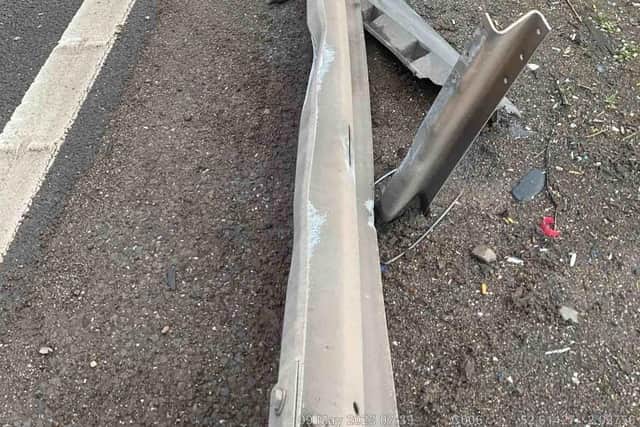 Some of the damaged safety barrier after the incident