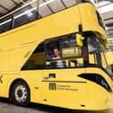 Greater Manchester Mayor Andy Burnham inside one of the new Bee Network buses