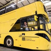 Greater Manchester Mayor Andy Burnham inside one of the new Bee Network buses