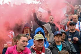 Wigan Warriors fans at Headingley for the Challenge Cup semi-final.