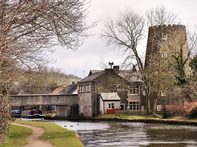 Parbold windmill on the Leeds-Liverpool Canal