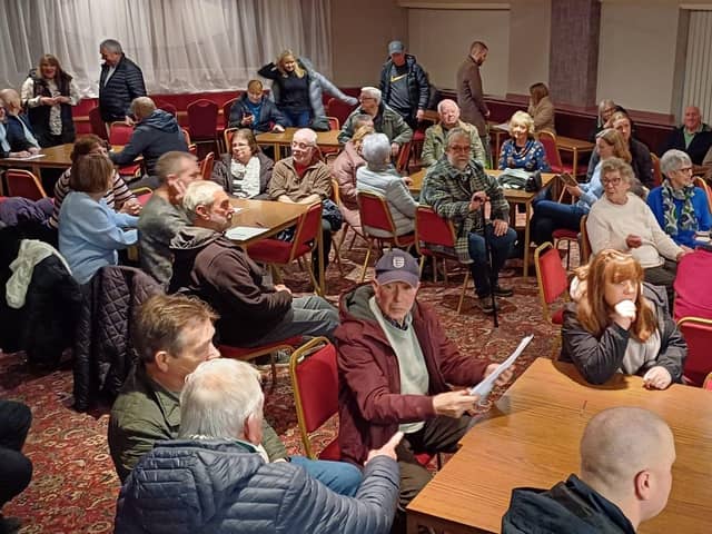 Mucklow estate residents at a meeting to discuss plans for telegraph poles to be installed