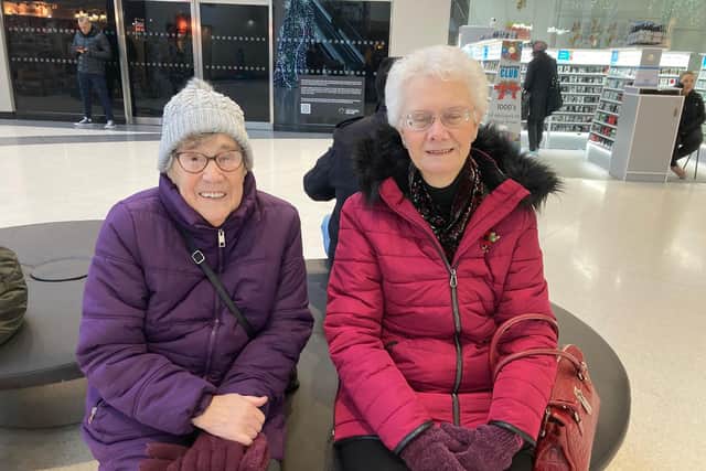 Rita Rogers and Joyce Taylor in the Grand Arcade