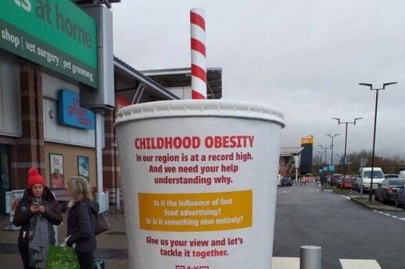 The giant milkshake during a visit to Trafford