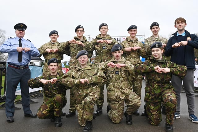 Wigan Air Cadets squadron 723 doing the Joining Jack salute.