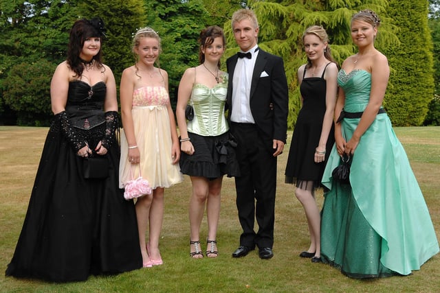 Shevington High School Leavers Ball - from left,  Elizabeth Sealey, Katie Telford, Danielle Ormshaw, Tom Rowe, Lucy MacFarlin and Amy Shovelton