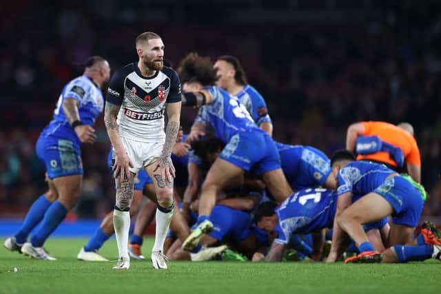 Sam Tomkins and England were knocked out of the Rugby League World Cup following their semi-final defeat to Samoa (Photo by Michael Steele/Getty Images)