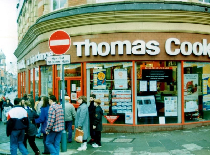 1996 - Thomas Cook travel agents on Market Place Wigan