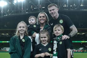 James McClean is joined by wife Erin and their four children for his 103rd and final game for Ireland on Tuesday night