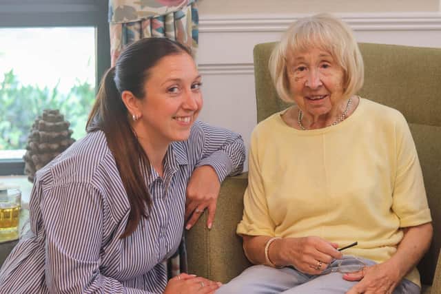 Langtree’s Home Manager Tara Morris, with new resident Elaine Morris.