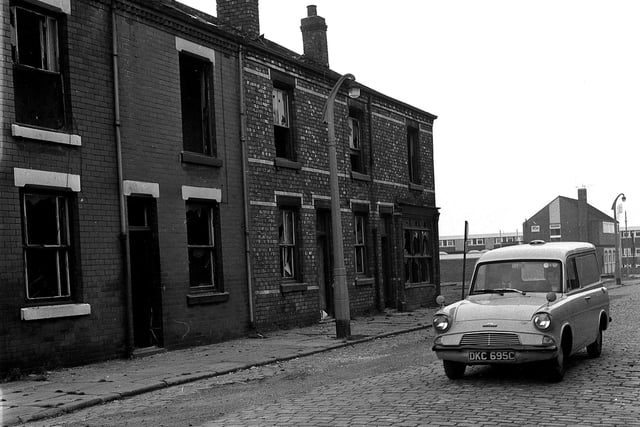 RETRO 1968 - Terraced houses in Scholes are pictured ready for demolition to make way for new housing.