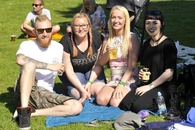 From left, Liam Hulmes, Kirsten Fisk, Roseanne Farrall and Abigail Henry from Wigan at Haigh Fest 2017