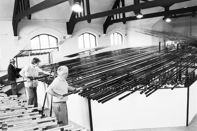 A former church in Hindley was transformed into an angling superstore for Wigan's course fishermen pictured here in 1990