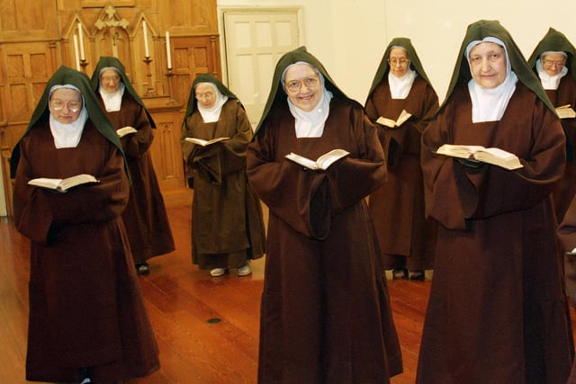 Carmelite nuns at prayer in their convent at Roby Mill in July 1997. It was the 80th anniversary of the convent that year and it was threatened with closure due to lack of vocations.
