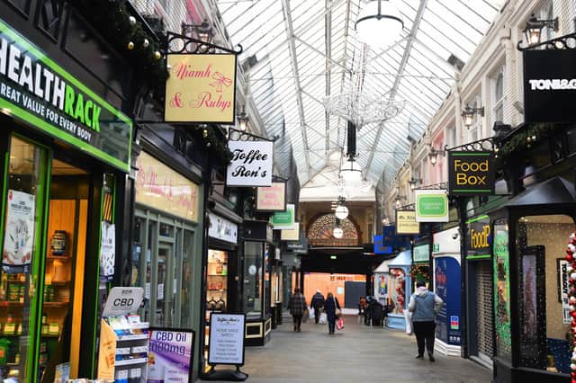 Independent businesses in Makinson Arcade, Wigan town centre