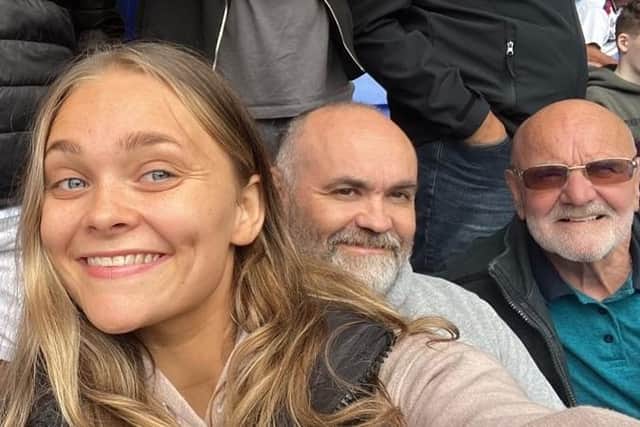 Morgan with her dad, John, and late grandad Billy