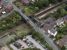 Aerial photograph of Ladies Lane Bridge in Hindley