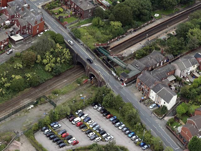 Aerial photograph of Ladies Lane Bridge in Hindley