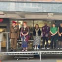 Lisa Nandy MP on the stage at Standishgate awaiting the parade from Mesnes Park.