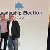 Luke Marsden with MPs Chris Green and James Grundy