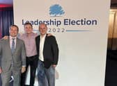 Luke Marsden with MPs Chris Green and James Grundy