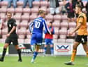 Thelo Aasgaard wheels away after scoring what proved to be the winning goal against Cambridge