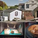 Kettledrum Inn, Burnley. Bottom left: One of the items displayed in the pub. Bottom right: Steak and ale pie